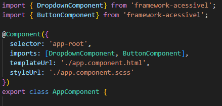 Importação do módulo no Angular